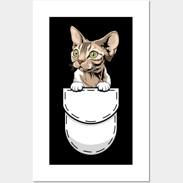 Funny Devon Rex Pocket Cat Wall Art by Pet My Dog